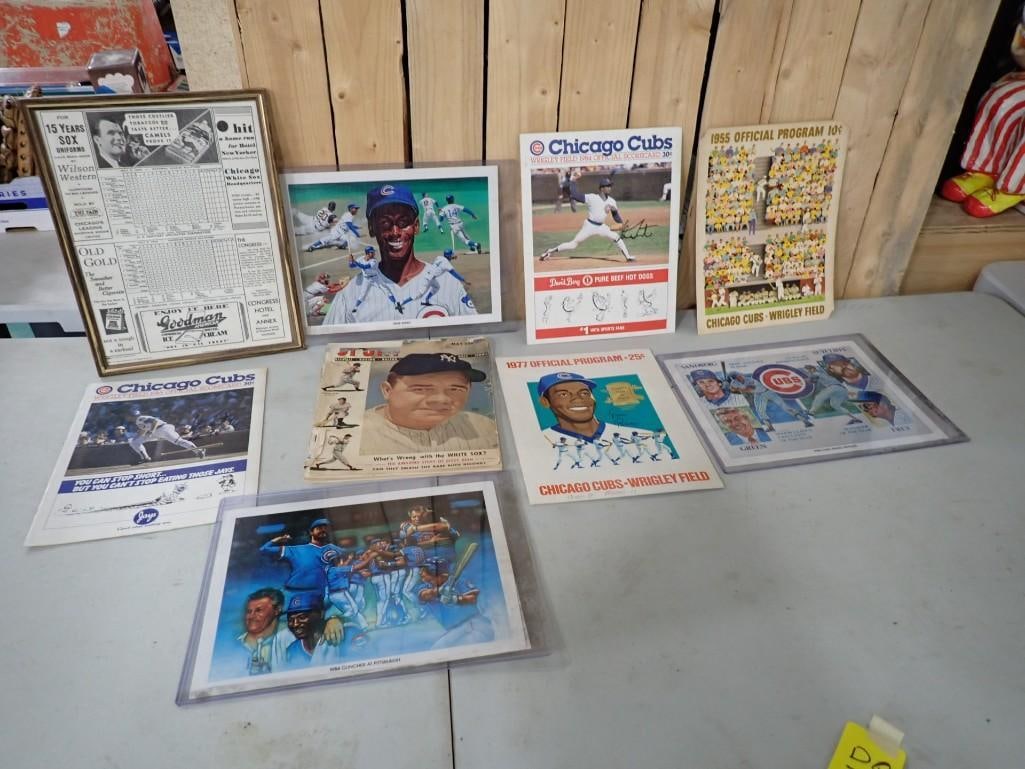 Chicago Cubs Lot including Ernie Banks 1977 Program - Autographed No COA, 1955 Program, Pictures, (1 of 11)