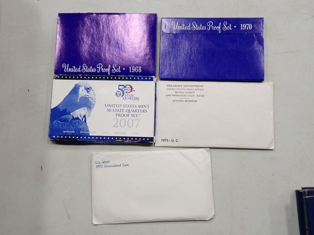 Lot of US Proof and Mint Sets including 1968, 1970, 2007 Quarters, 1971, 1973 (1 of 6)