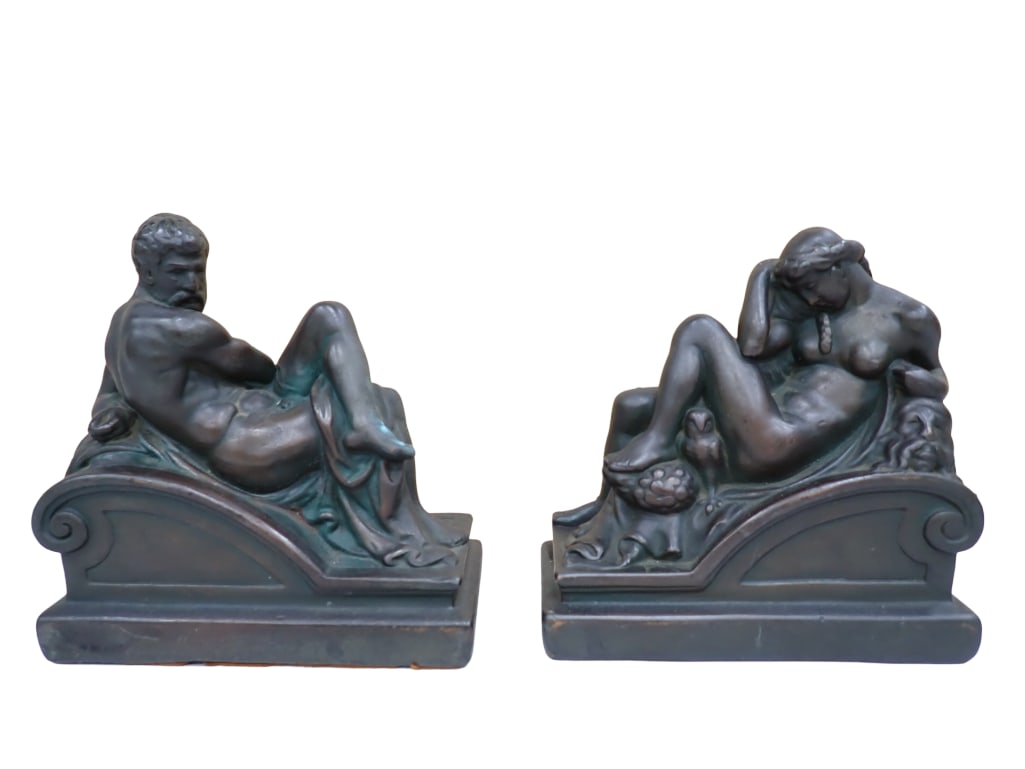 Pair of Bookends Featuring Nude Woman and Man: Pair of Bookends Featuring Nude Woman and Man