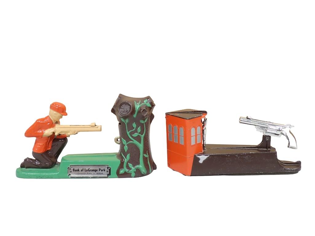 2 Cast Metal Mechanical Banks Coin Banks: 2 Cast Metal Mechanical Banks Coin Banks
