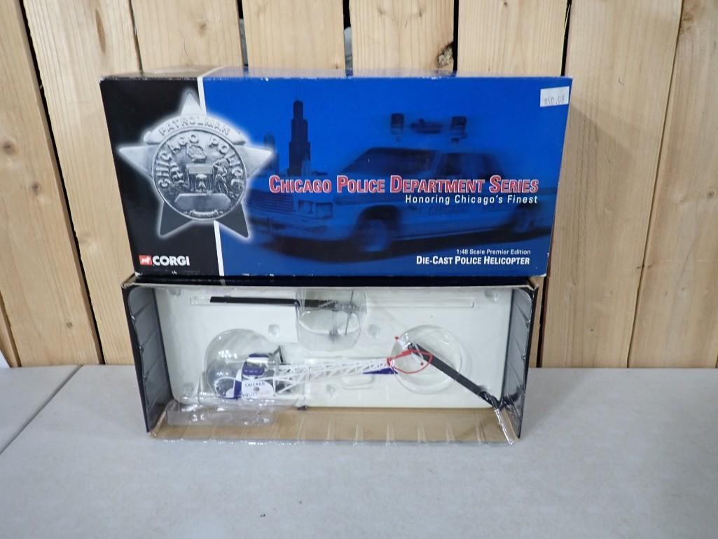 Corgi Chicago Police Department Series Die Cast Helicopter Model in Original Box: Corgi Chicago Police Department Series Die Cast Helicopter Model in Original Box