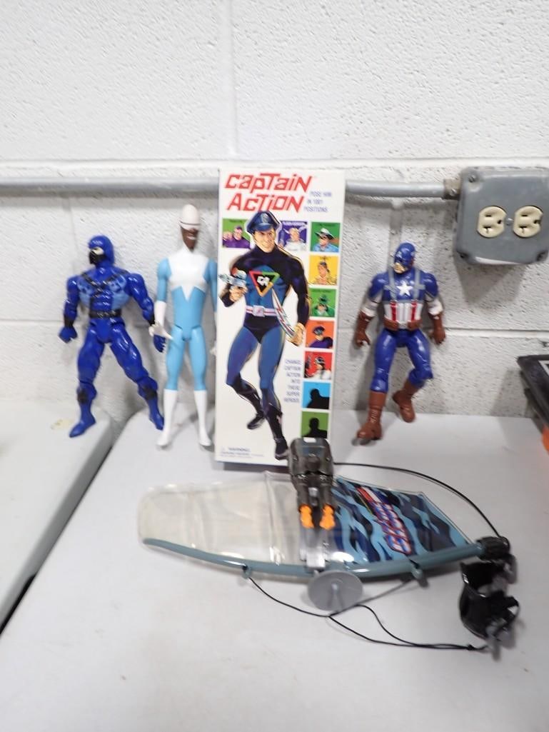 Action Figure Lot including Captain America, Captain Action (Box only), GI Joe Windsurfing Board (1 of 11)