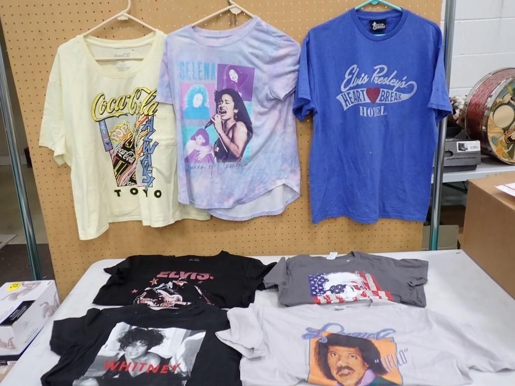T-Shirt Lot including Coca-Cola, Selena, Elvis Presley, Whitney Houston, Lionel Ritchie, etc. (1 of 12)