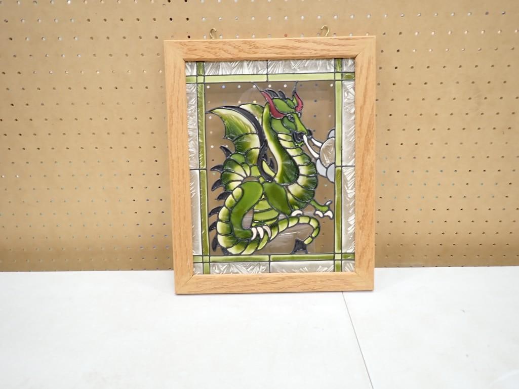 Dragon Stained Glass Wall Hanging - Measures roughly 13x16" (1 of 3)