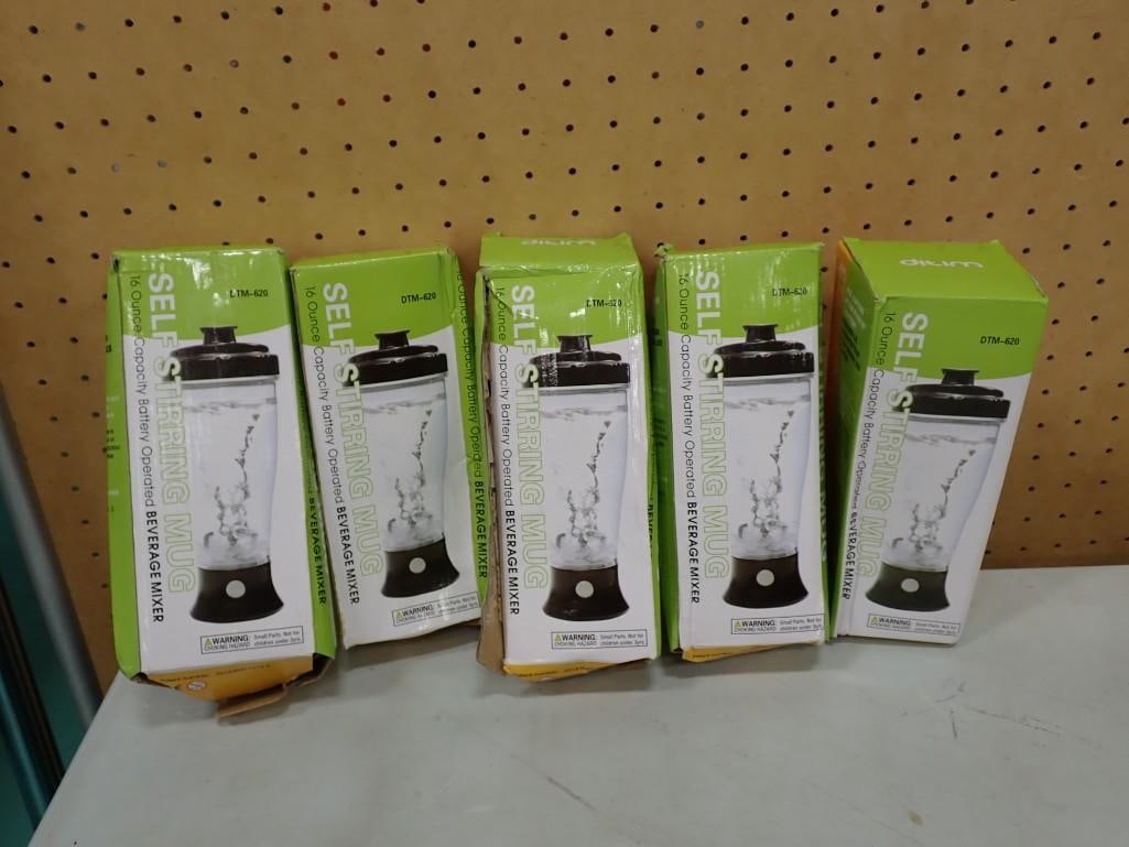 Lot of 5 Self Stirring Mugs / Beverage Mixers - 16oz each: Lot of 5 Self Stirring Mugs / Beverage Mixers - 16oz Capacity each