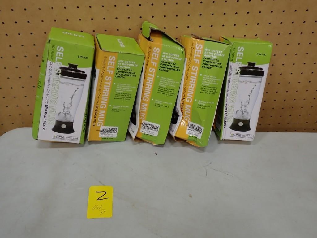 Lot of 5 Self Stirring Mugs / Beverage Mixers - 16oz each: Lot of 5 Self Stirring Mugs / Beverage Mixers - 16oz each