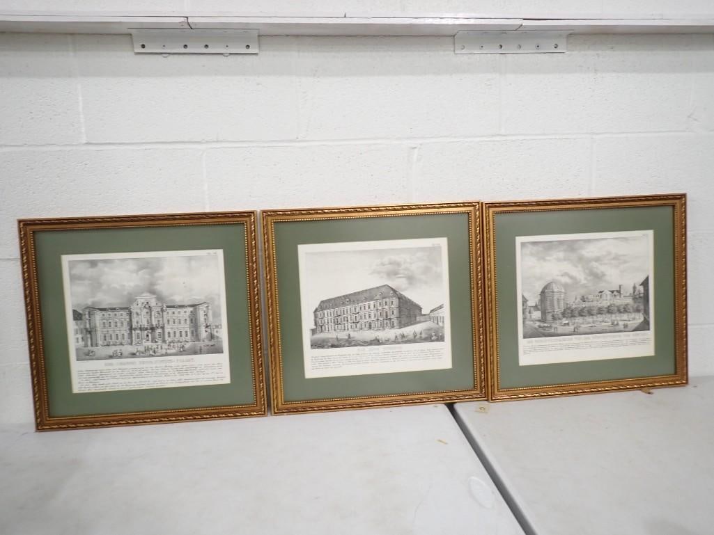 Set of 3 Framed Prints - look to be German Buildings possibly (1 of 8)
