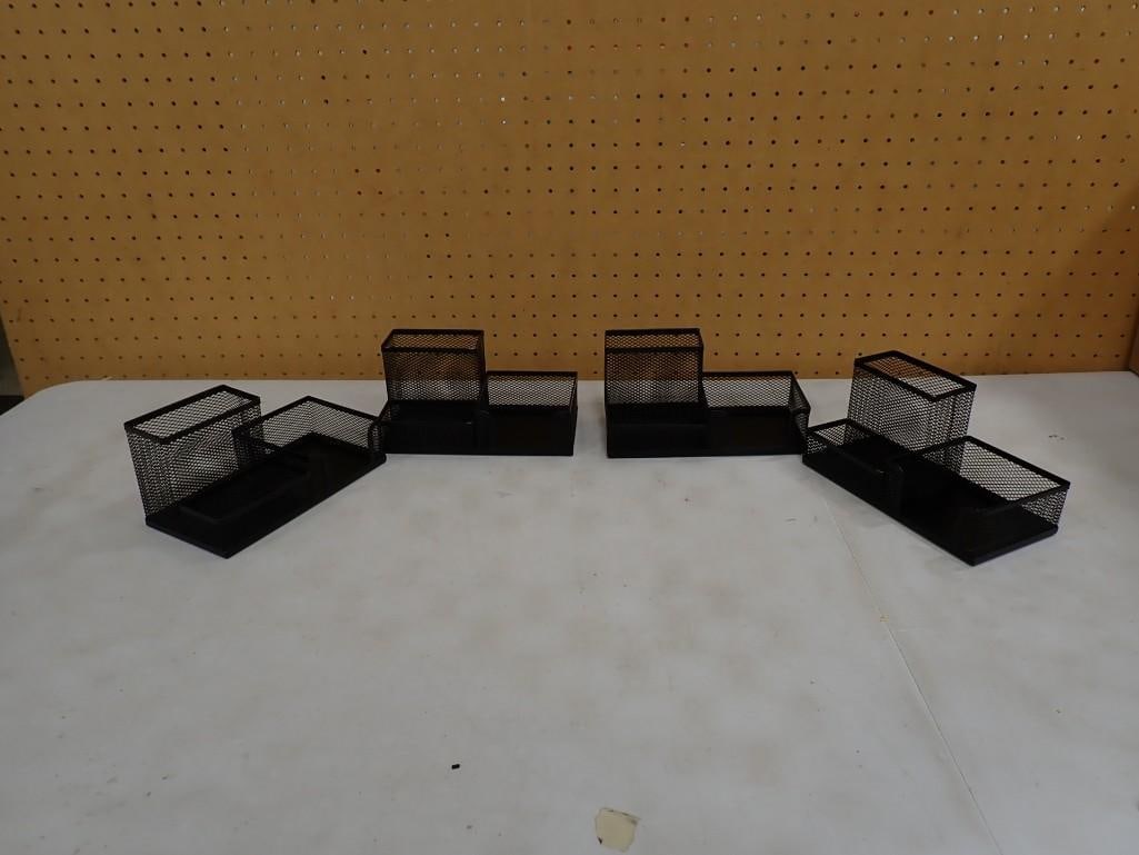 Lot of 4 Metal Desk Organizers: Lot of 4 Metal Desk Organizers
