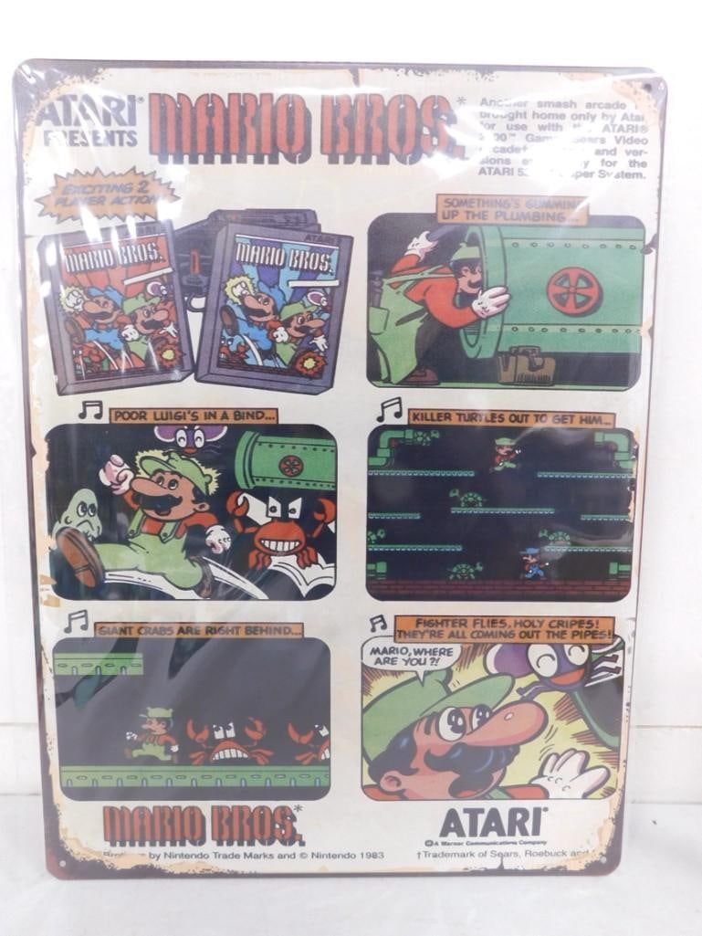 Atari Presents Mario Bros New Metal Sign 12" x 15.5": Atari Presents Mario Bros New Metal Sign 12" x 15.5"