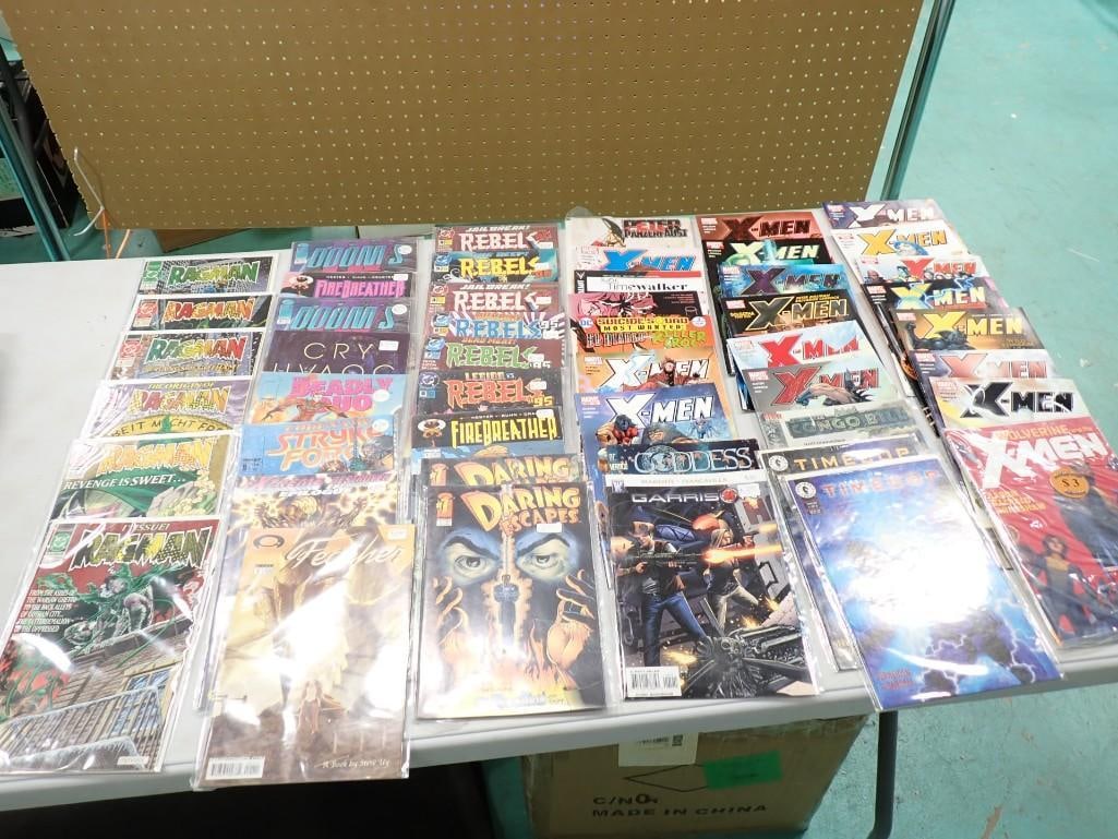 50 Comic Books incl X-Men, Ragman, Fire Breather, Feather, Stryke Force, Deadly Duo, etc (1 of 9)