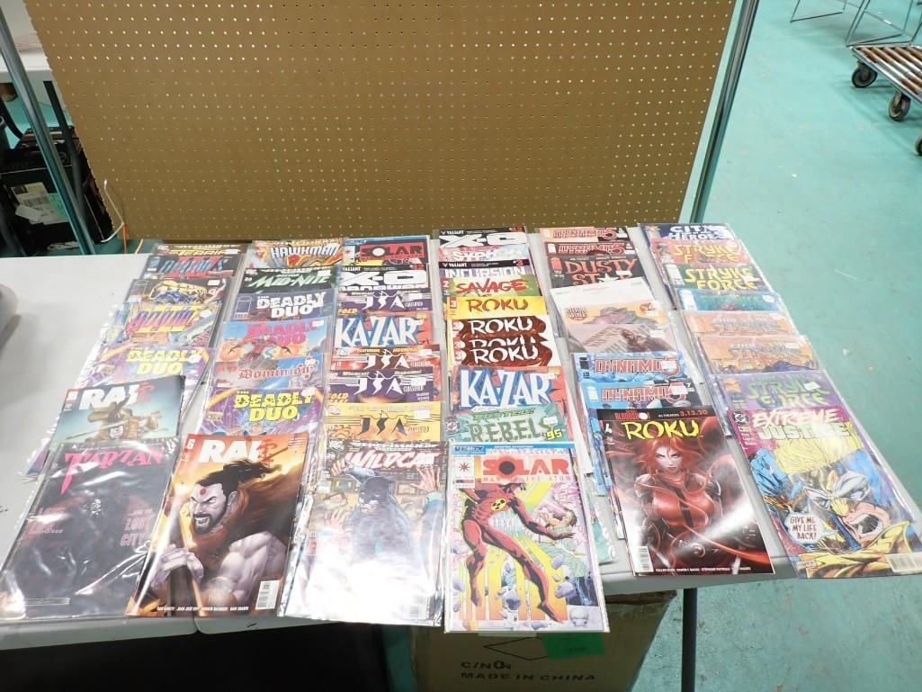 50 Comic Books incl Tarzan, Doctor Mid-Nite, Hawkman, Deadly Duo, Kazar, Roku, (1 of 8)