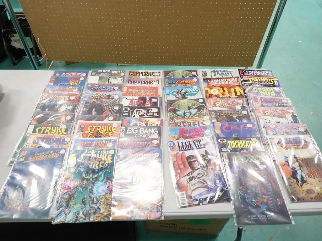 Lot of 50 Comic Books including Stryke Force, Copperhead, DC Lengends, Rebels, Deadly Duo, Blood Wol (1 of 8)