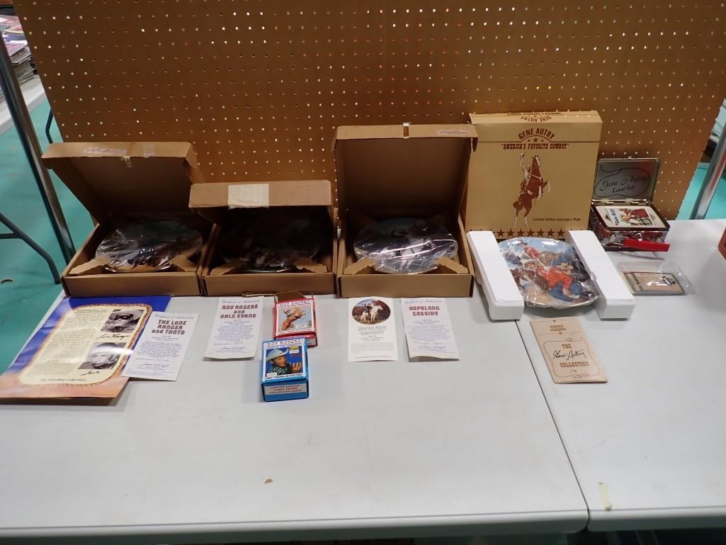Children's Cowboy Lot including Hopalong Cassidy, Gene Autry, Lone Ranger, etc. Collector Plates, Tr: Children's Cowboy Lot including Hopalong Cassidy, Gene Autry, Lone Ranger, etc. Collector Plates, Trading Cards, etc.