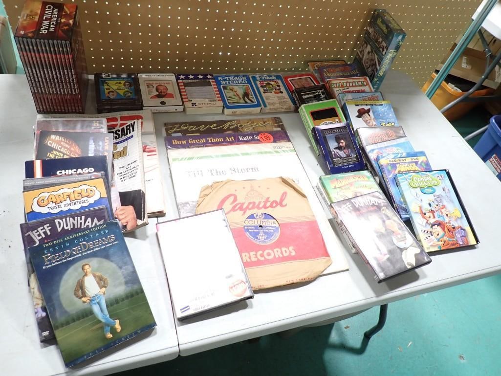 Media Lot including 8-Tracks, DVDs, Vinyl Records, Box Sets, etc. Jeff Dunham, Civil War, Toy Story, (1 of 3)