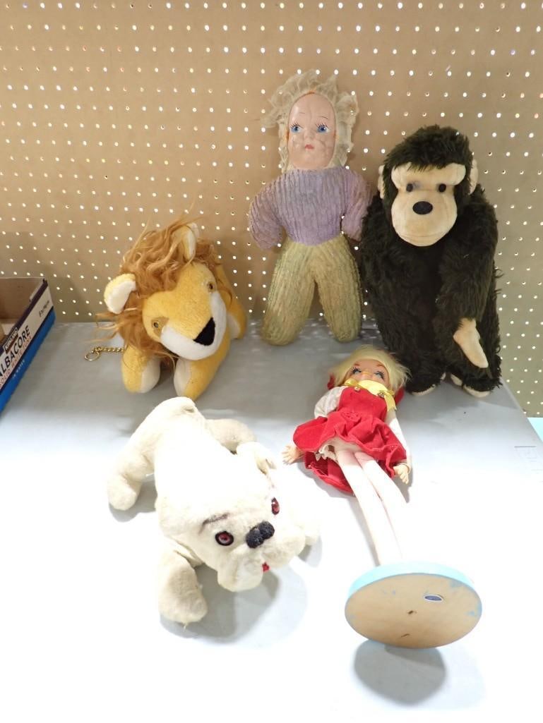 Vintage Plush / Doll Lot including Monkey, Lion, Dolls, Dog, etc. (1 of 7)