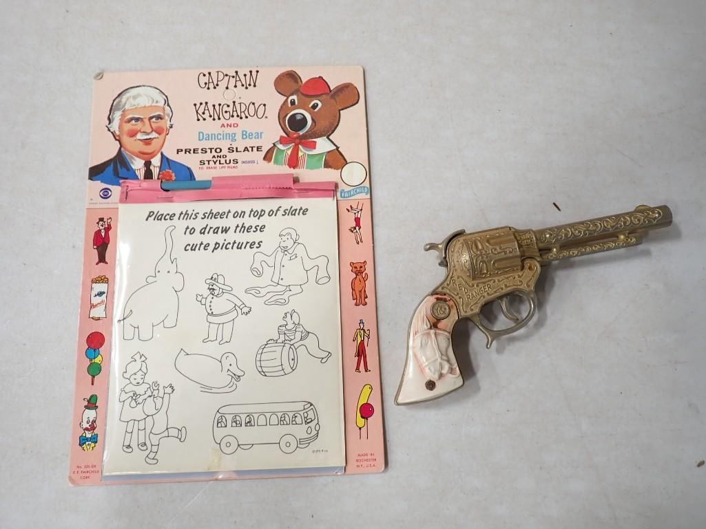 Vintage Captain Kangaroo Presto Slate and Stylus plus a Red Ranger Cap Gun: Vintage Captain Kangaroo Presto Slate and Stylus plus a Red Ranger Cap Gun