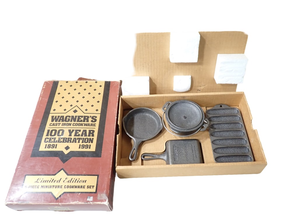 Wagner's Cast Iron Cookware 100 Year Celebration 1891-1991 Limited Edition 5 Piece Miniature Cookwar (1 of 13)