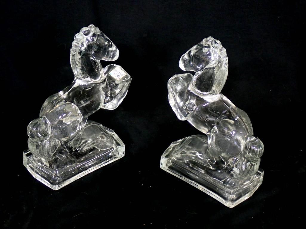 Pair of Glass Horse Book ends: Pair of Glass Horse Book ends