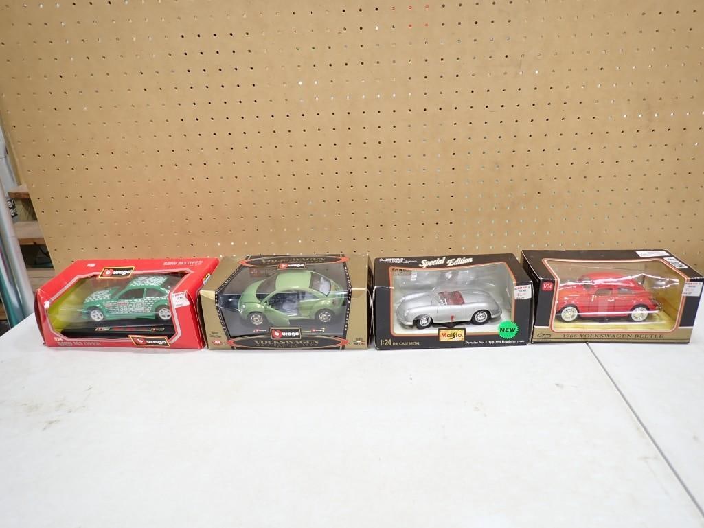 4 Model Cars incl Burago 1:24 Scale Volkswagen New Beetle, Burago 1:24 Scale BMW M3 (1 of 9)