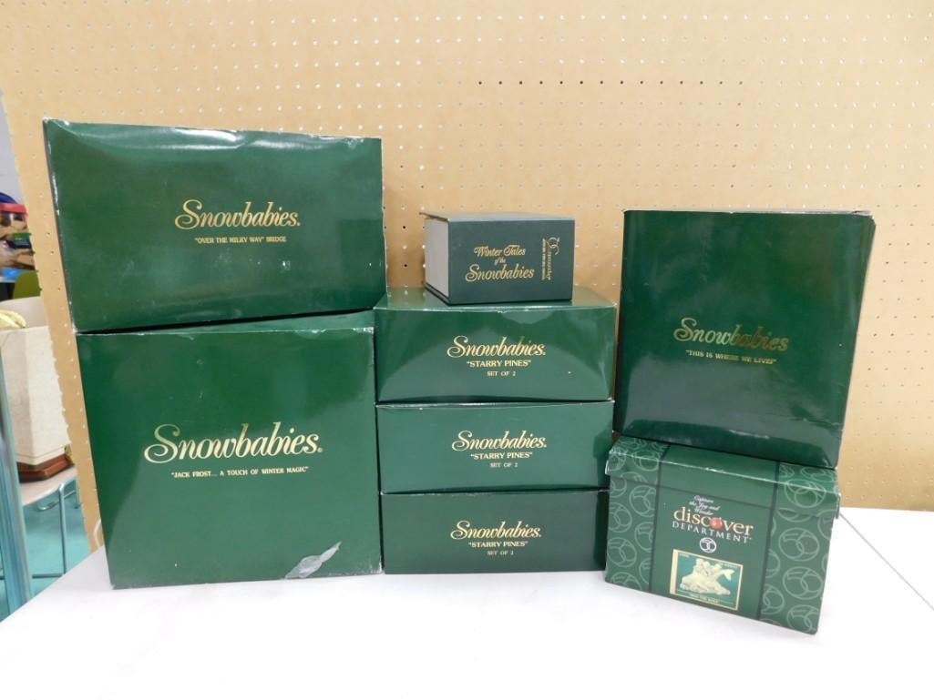 Lot of 9 Boxes of Snowbabies by Department 56 Figurines and: Lot of 9 Boxes of Snowbabies by Department 56 Figurines and Accessories