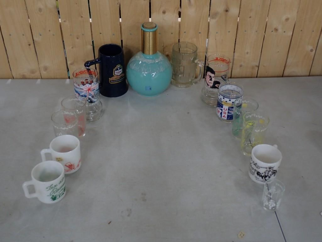 Vintage Glass and Teal Coffee Carafe Lot including Milk Glass, Star Trek, Hamms, Homer Laughlin, (1 of 9)