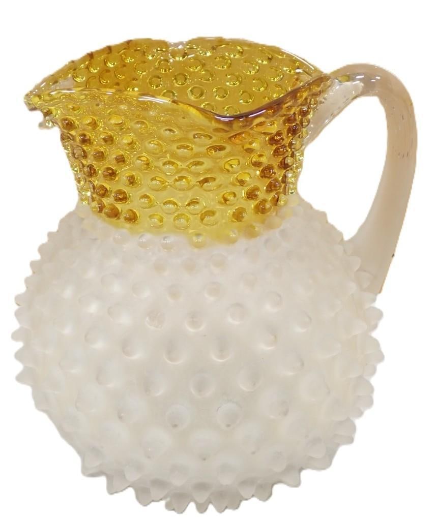 Hobbs Brockunier Francis Ware Dewdrop Antique Hobnail Frosted Glass Pitcher (1 of 6)