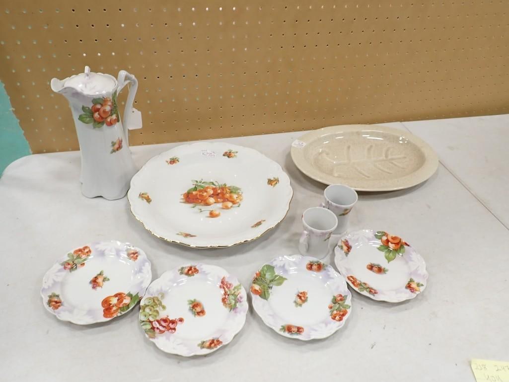 Red Wing Pottery Serving Plate and Bavaria Schumann Arzberg Germany Gold Edged Plates, Pitcher, Cups (1 of 10)