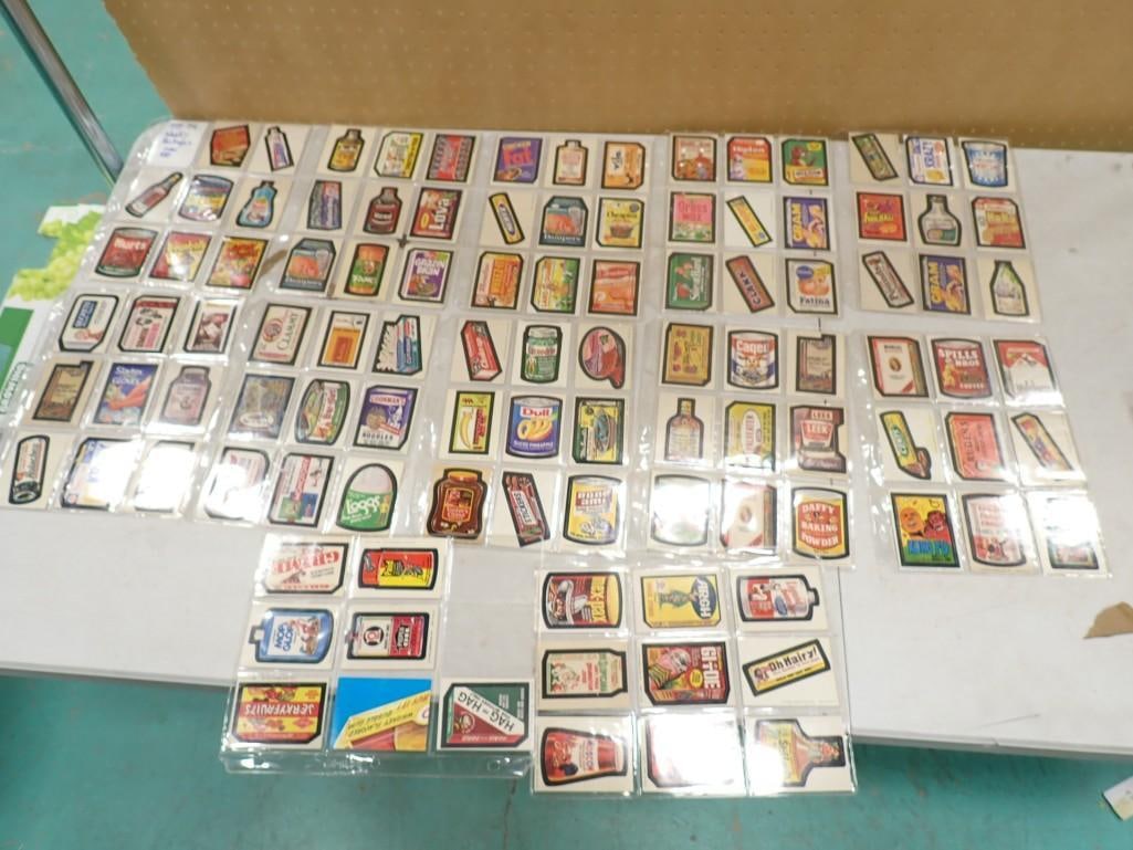Lot of over 100 Topps 1973-1974 Wacky Packages: Lot of over 100 Topps 1973-1974 Wacky Packages including fun brands like Cheapios Cereal, Slopicana Orangutan Juice, etc.