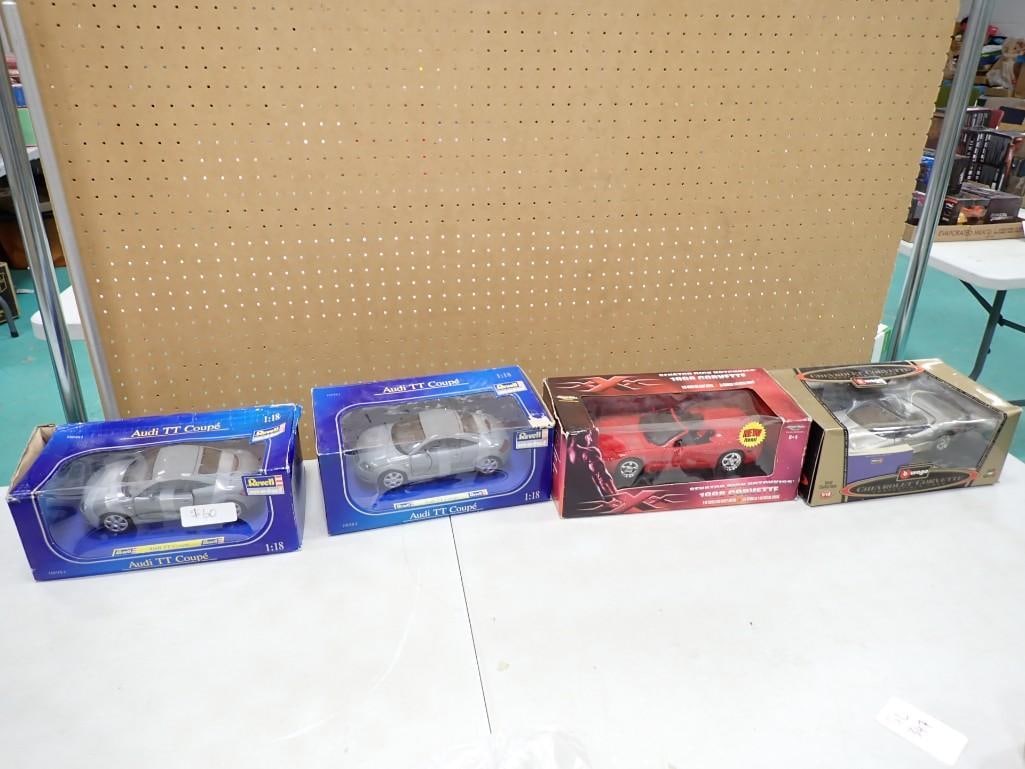 Lot of 4 Die-Cast Cars - 1:18 Scale including Audi TT Coupe, 1998 Corvette, Chevrolet Corvette (1 of 10)