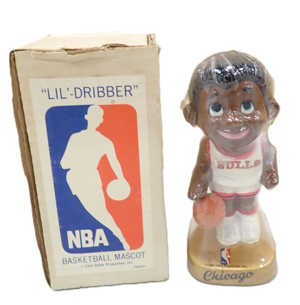 Vintage 1969 Chicago Bulls NBA Lil-Dribber Bobblehead NOS New Old Stock: Vintage 1969 NBA Lil-Dribber Bobblehead Chicago Bulls Bobble Head NOS New Old Stock, still in Plastic Chicago Bulls Basketball
