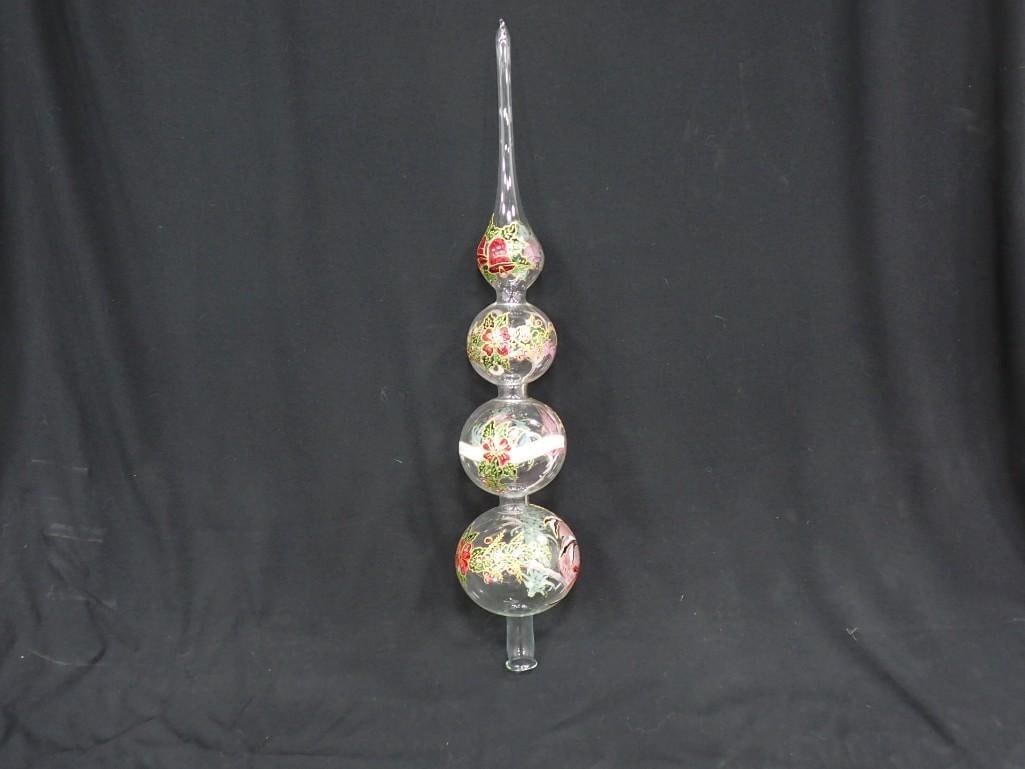Hand Decorated Glass Christmas Tree Topper 20 1/2" Tall (1 of 14)