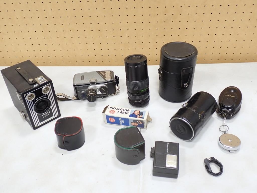 Vintage Camera Lot including Brownie Target Six-16, Yashica, Lenses, Accessories, etc. (1 of 9)