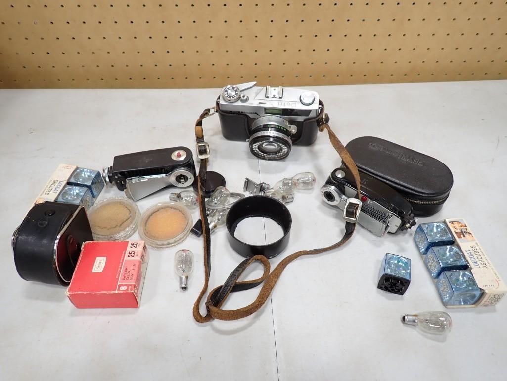 Vintage Camera Lot including Petri Camera, Flash Cubes, Accessories, etc. (1 of 10)