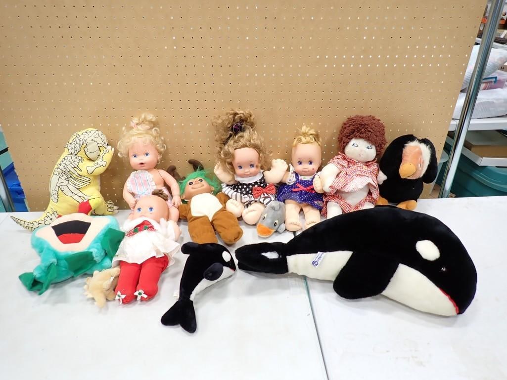 Dolls and Plush incl Michigan J Frog Plush, 3 Magic Nursery Dolls, Troll Doll,: Dolls and Plush incl Michigan J Frog Plush, 3 Magic Nursery Dolls, Troll Doll, Sea World Orca or Whale Mom and Baby Plush, etc