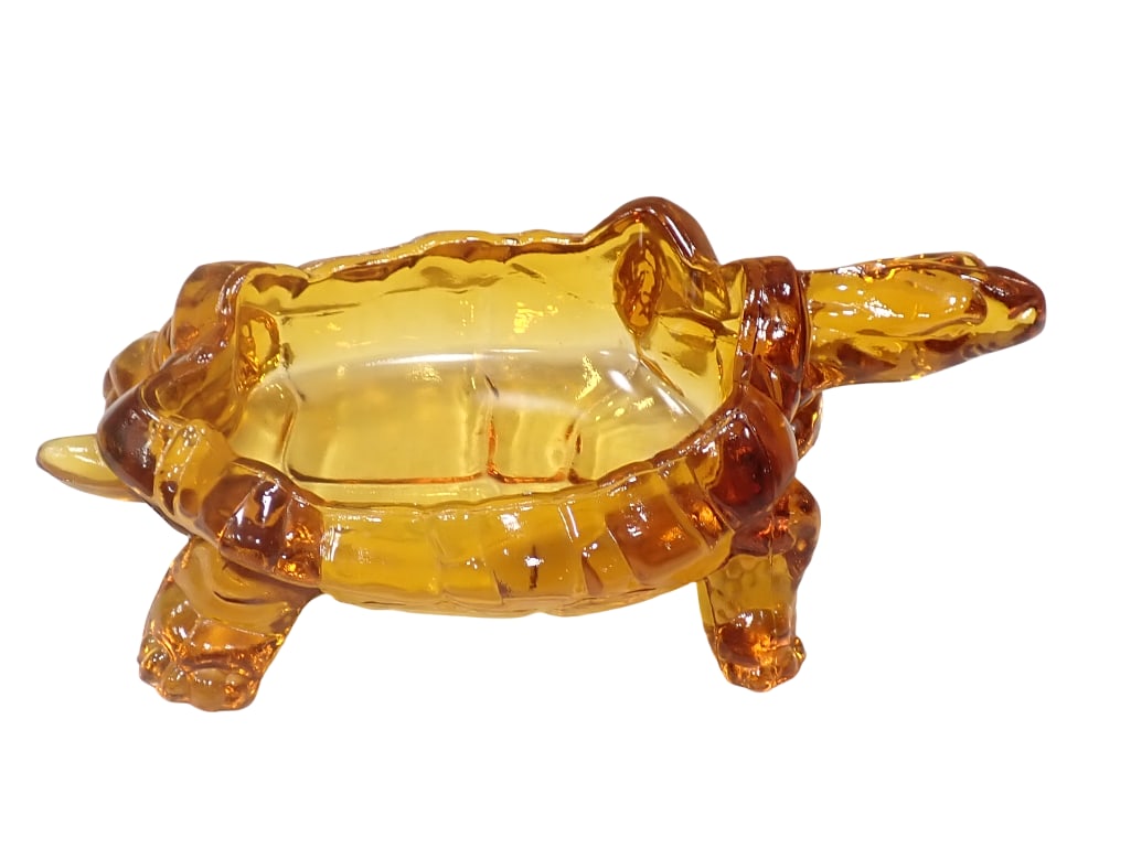 Vintage Amber Glass Turtle Dish or Ashtray: Vintage Amber Glass Turtle Dish or Ashtray