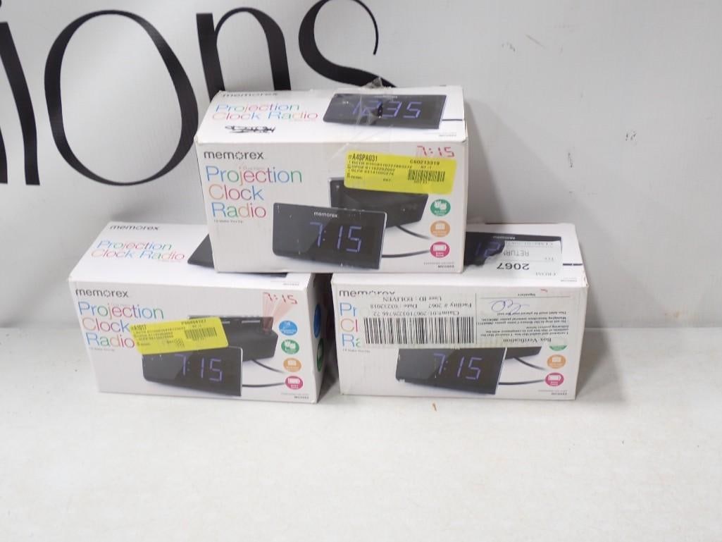 3 Memorex Projection Clock Radios with Boxes (1 of 6)