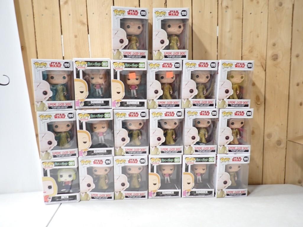 Lot of 20 Funko Pop Figures incl Rick and Morty, Star Wars Supreme Leader Snoke, Summer Beth: Lot of 20 Funko Pop Figures incl Rick and Morty, Star Wars, Supreme Leader Snoke, Summer Beth. All new in package