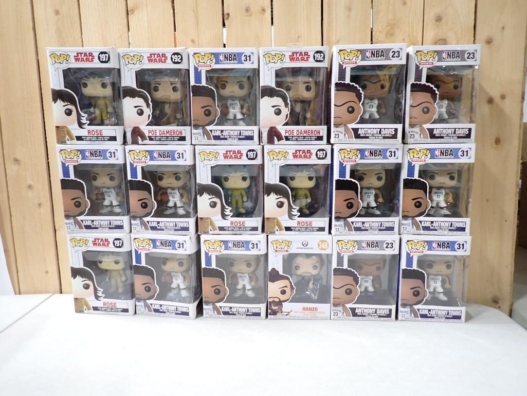 18 Funko Pop Figures incl NBA, Star Wars, Rose, Poe Dameron, Karl-Anthony Towns, Anthony Davis (1 of 7)