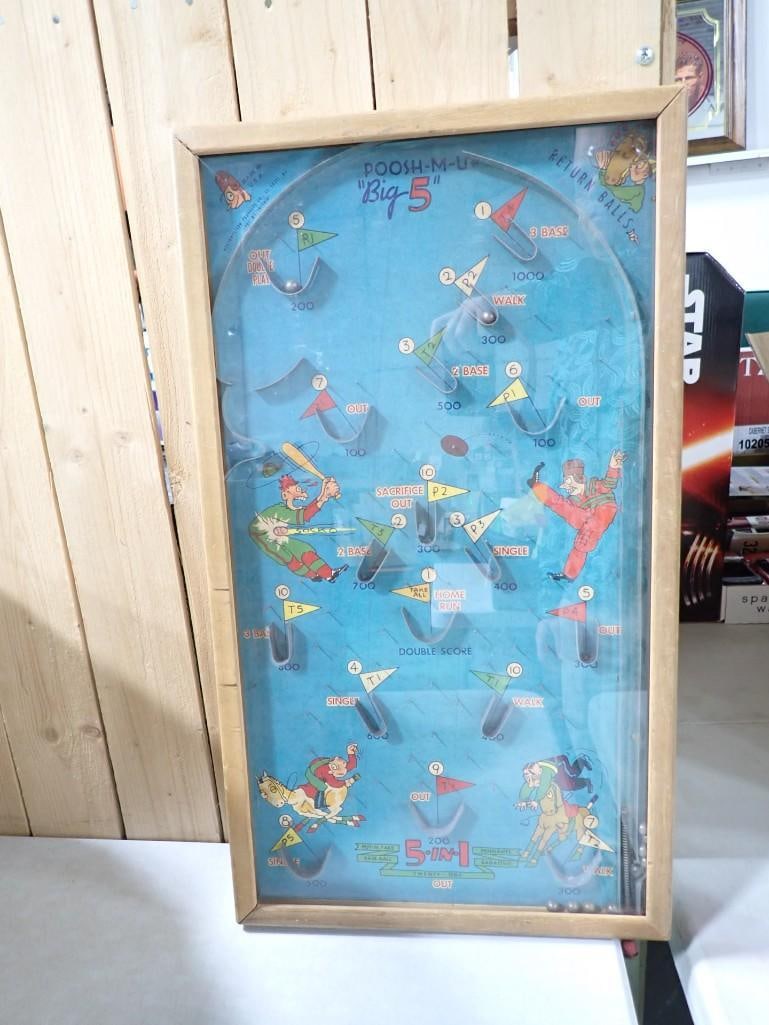 Vintage Poosh-M-Up Big 5 Tabletop Pinball Type Game Works (1 of 6)
