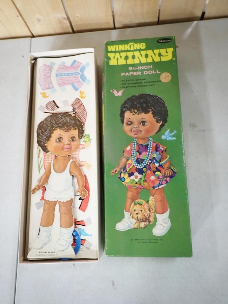 Vtg 1969 Winking Winnie 9 1/2" African American Paper Doll by Remco in Original Box (1 of 7)