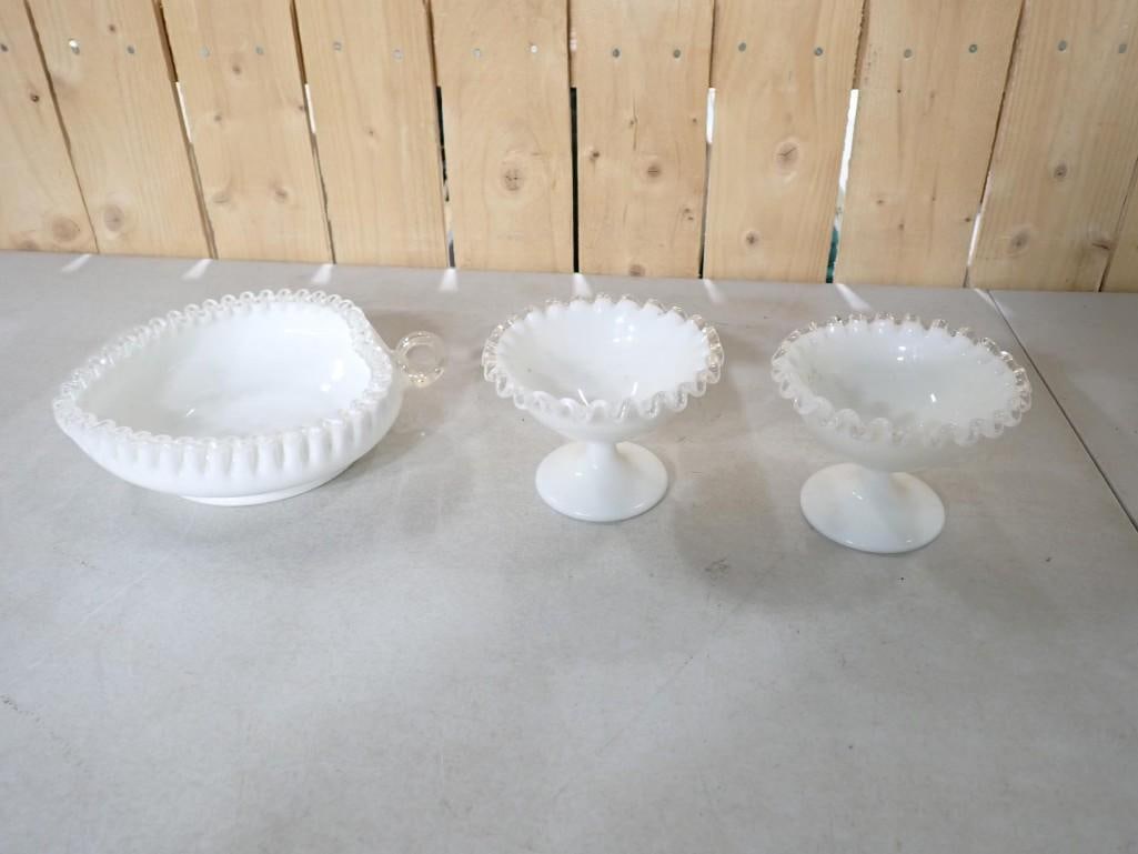 2ZFenton Silver Crest Sherbet Dishes and a Fenton Silver Crest Heart Shaped Candy Dish (1 of 7)