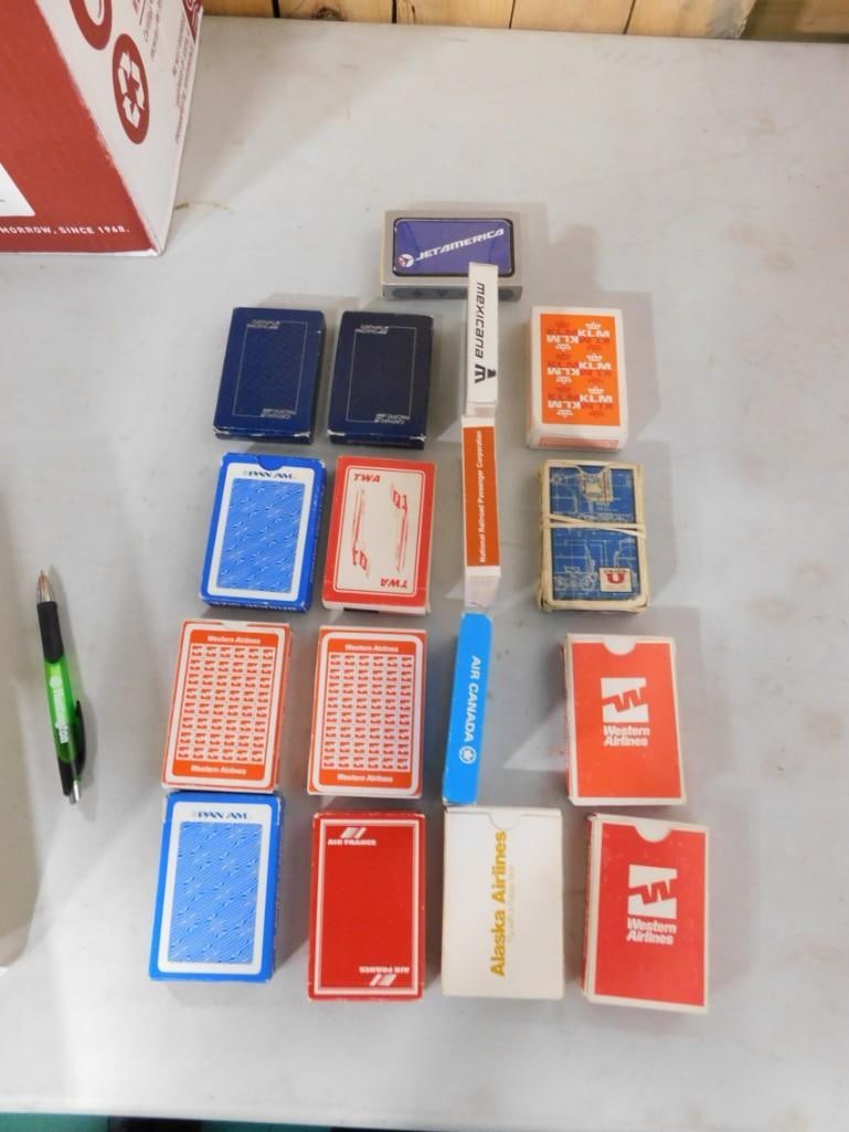 Vintage Airline Playing Cards incl Western Airlines, Air Canada, Mexicana, Cathay Pacific, Jet Ameri: Vintage Airline Playing Cards incl Western Airlines, Air Canada, Mexicana, Cathay Pacific, Jet America, Amtrak, Air France, etc