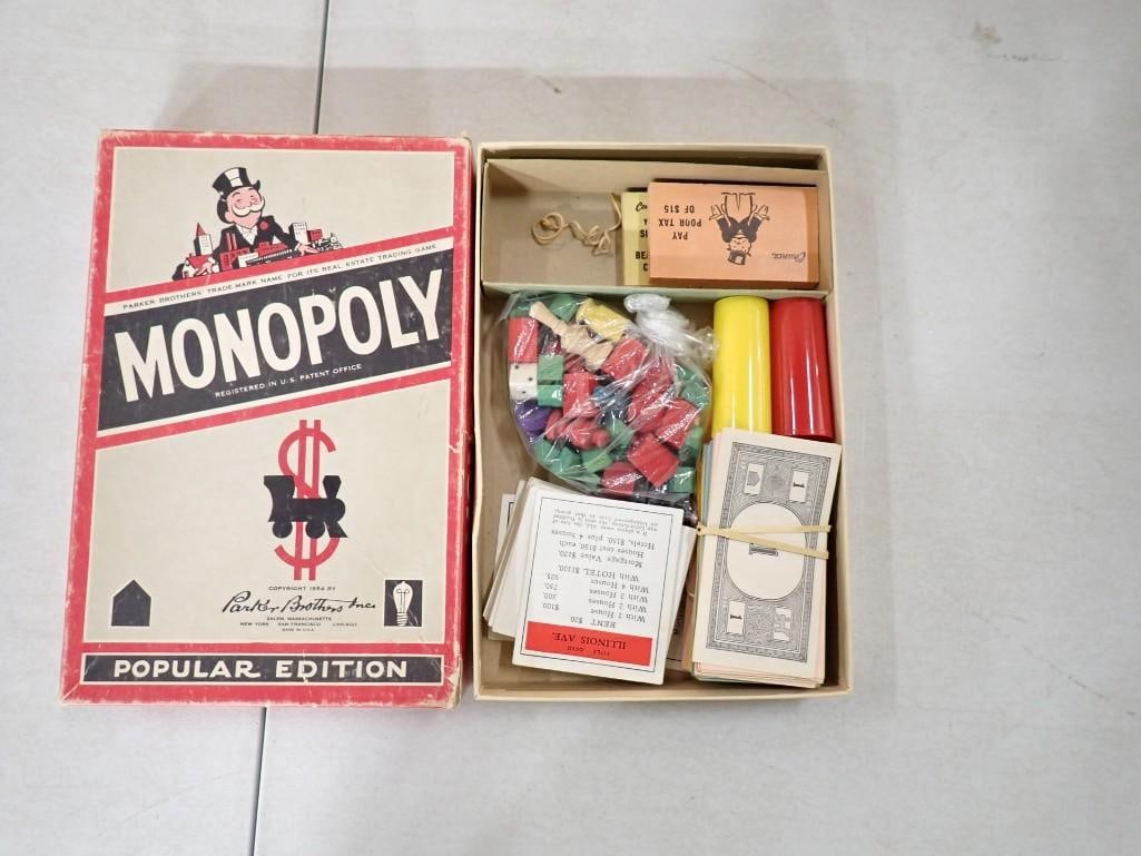 Vintage Monopoly Game with Wooden Pieces 1954: Vintage Monopoly Game with Wooden Pieces 1954 . Comes with everything shown in the pictures . No board