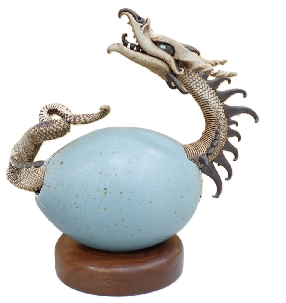 Dennis Thompson Dragon Egg Stoneware Sculpture - Signed (1 of 14)