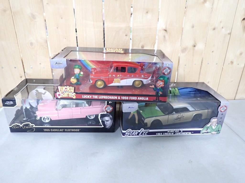 3 New in Package Jada Die Cast Cars incl Lucky Charms, Stan Lees Lincoln Continental, Elvis Presley (1 of 8)