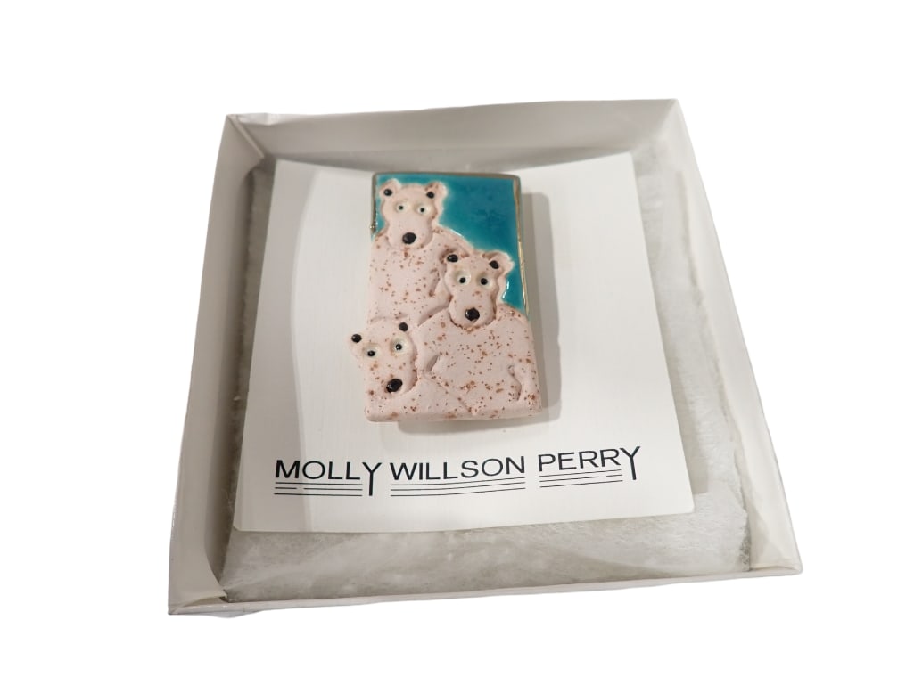 Molly Willson Perry Handmade 3 Polar Bears Brooch or Pin Art Jewelry (1 of 2)