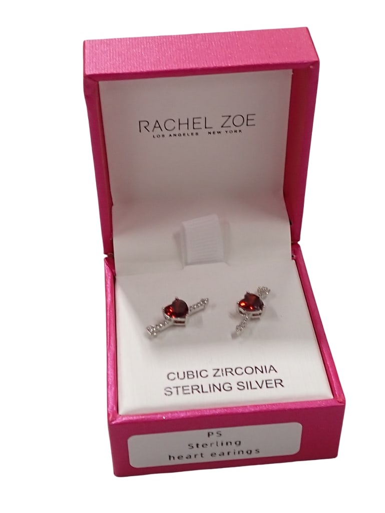 Sterling Silver and Cubic Zirconia Heart Earrings by Rachel Zoe (1 of 4)