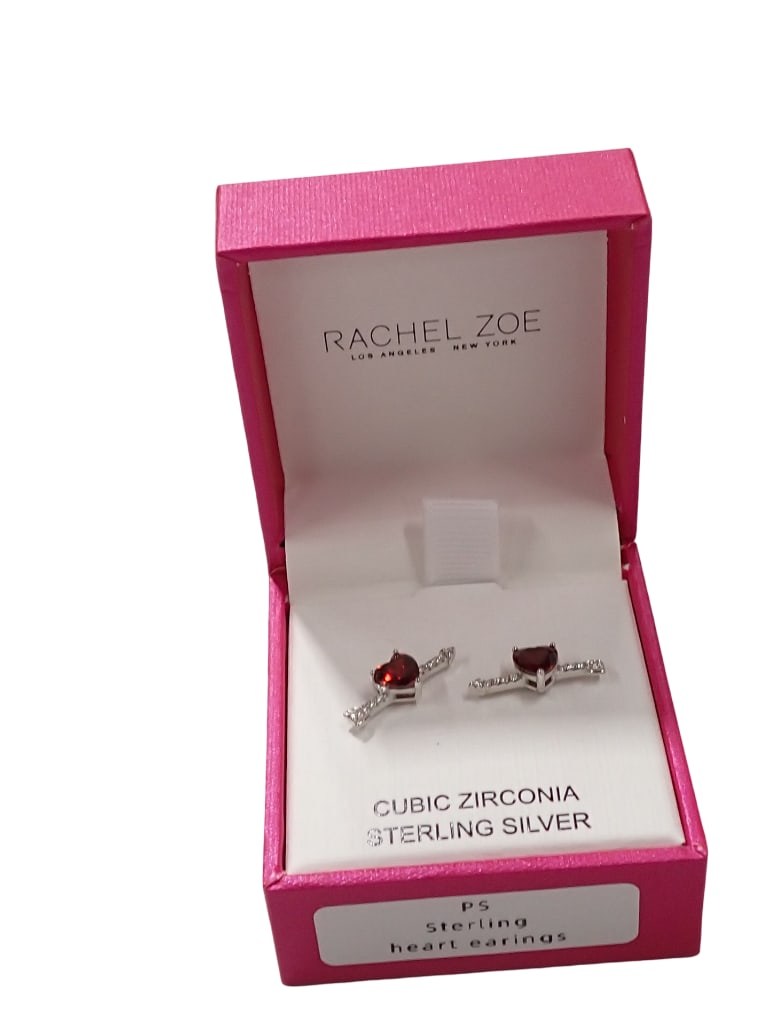 Sterling Silver and Cubic Zirconia Heart Earrings by Rachel Zoe (1 of 5)