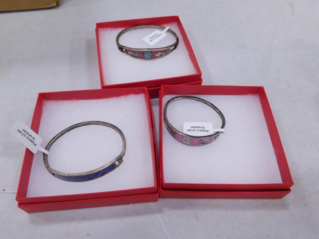 3 Alpaca Silver Bracelets: 3 Alpaca Silver Bracelets - (Alpaca silver contains neither silver nor Alpacas)