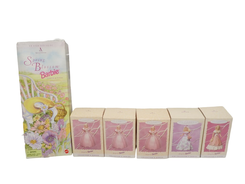 Spring Blossom Barbie Doll and 5 Springtime Barbie Hallmark Keepsake Ornaments All in Original Boxes (1 of 11)